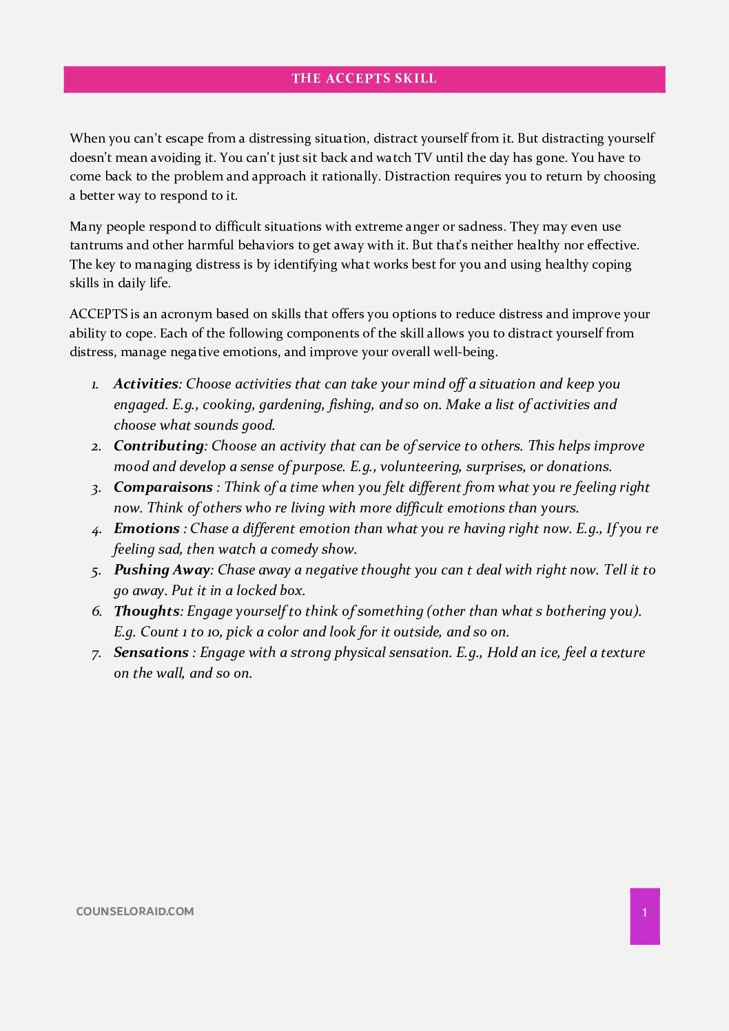 First-page preview of the ACCEPTS Skill Worksheet