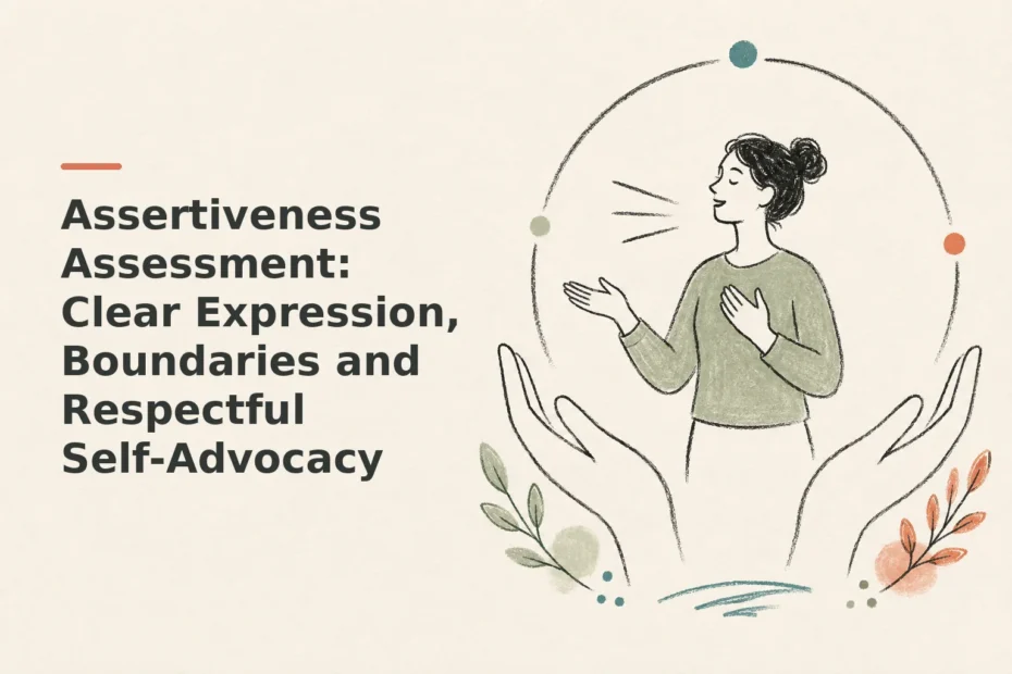 Minimalist doodle for Assertiveness Assessment: Clear Expression, Boundaries and Respectful Self-Advocacy