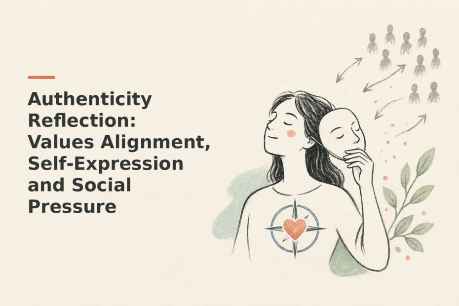 Minimalist doodle for Authenticity Reflection: Values Alignment, Self-Expression and Social Pressure