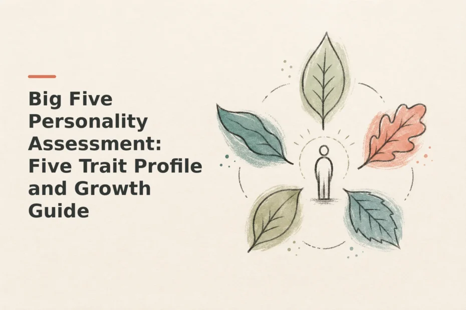 Minimalist doodle for Big Five Personality Assessment: Five Trait Profile and Growth Guide