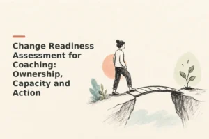 Minimalist doodle for Change Readiness Assessment for Coaching: Ownership, Capacity and Action