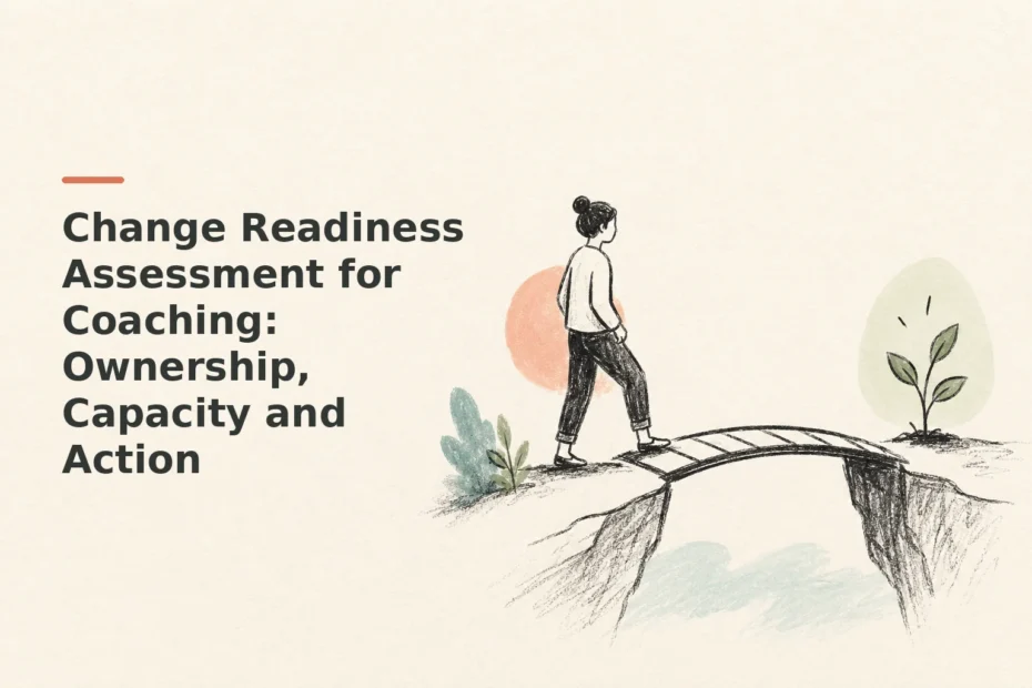 Minimalist doodle for Change Readiness Assessment for Coaching: Ownership, Capacity and Action