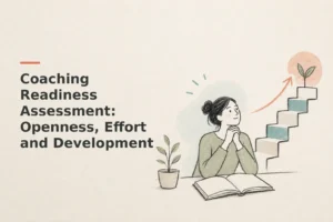 Minimalist doodle for Coaching Readiness Assessment: Openness, Effort and Development