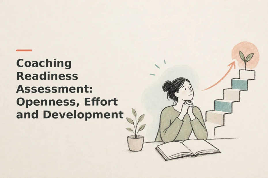 Minimalist doodle for Coaching Readiness Assessment: Openness, Effort and Development