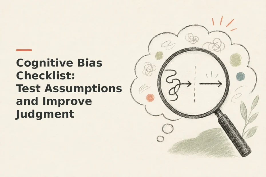 Minimalist doodle for Cognitive Bias Checklist: Test Assumptions and Improve Judgment