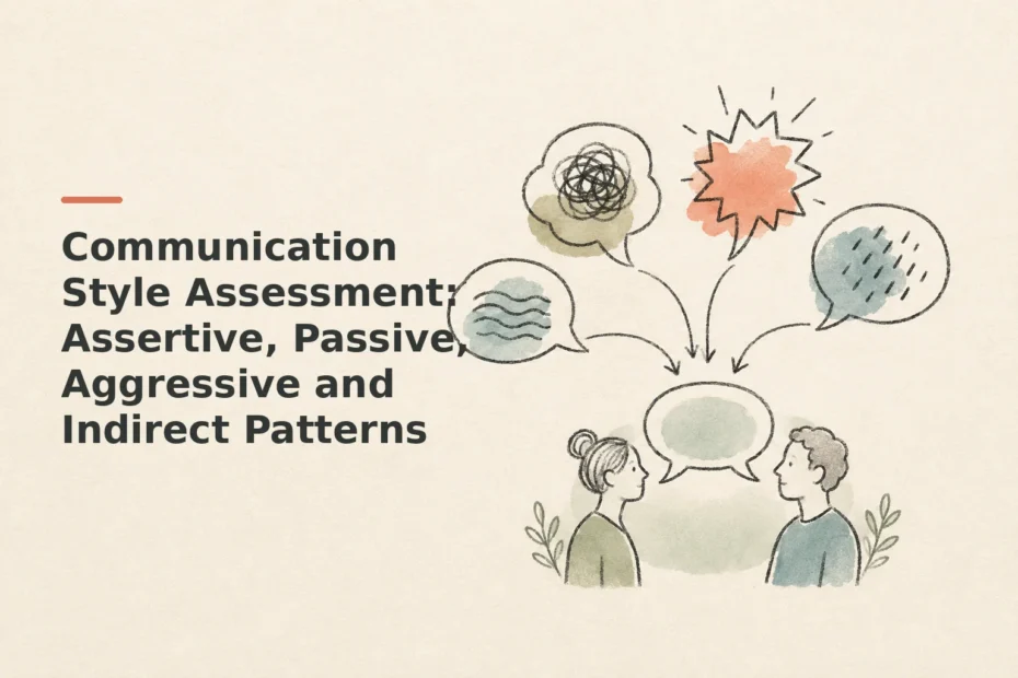 Minimalist doodle for Communication Style Assessment: Assertive, Passive, Aggressive and Indirect Patterns