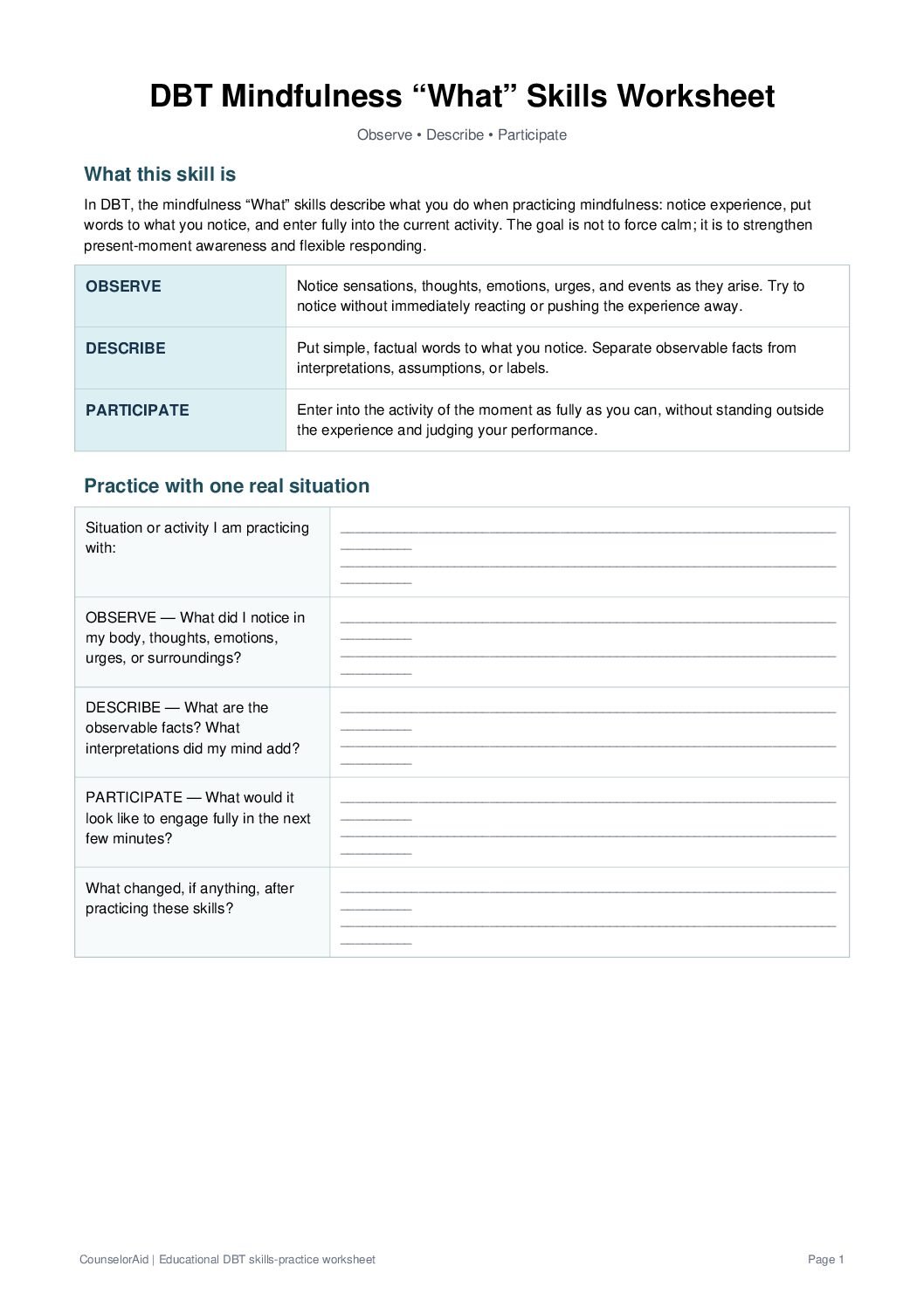 Worksheet first-page preview