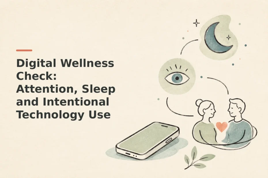 Minimalist doodle for Digital Wellness Check: Attention, Sleep and Intentional Technology Use
