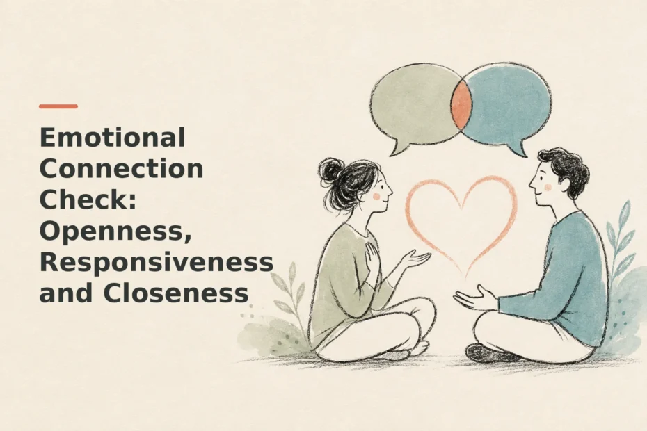 Minimalist doodle for Emotional Connection Check: Openness, Responsiveness and Closeness