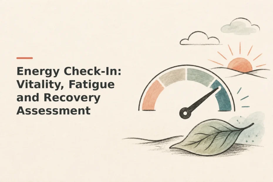 Minimalist doodle for Energy Check-In: Vitality, Fatigue and Recovery Assessment