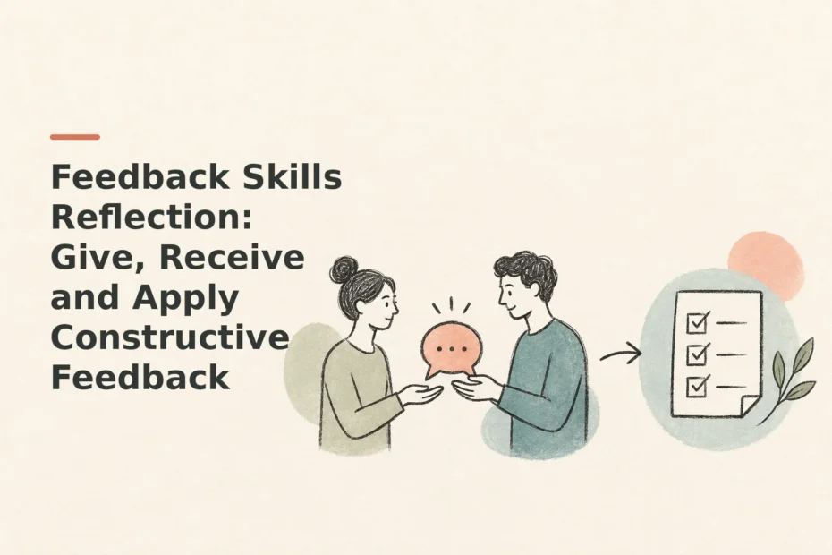 Minimalist doodle for Feedback Skills Reflection: Give, Receive and Apply Constructive Feedback