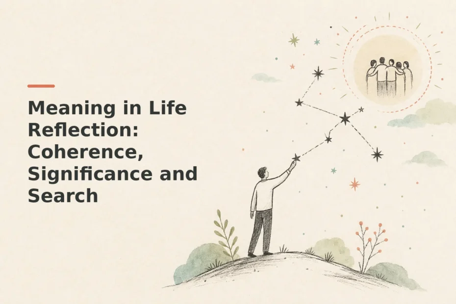 Minimalist doodle for Meaning in Life Reflection: Coherence, Significance and Search