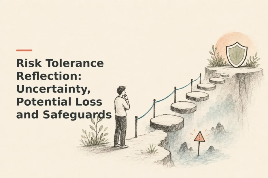 Minimalist doodle for Risk Tolerance Reflection: Uncertainty, Potential Loss and Safeguards