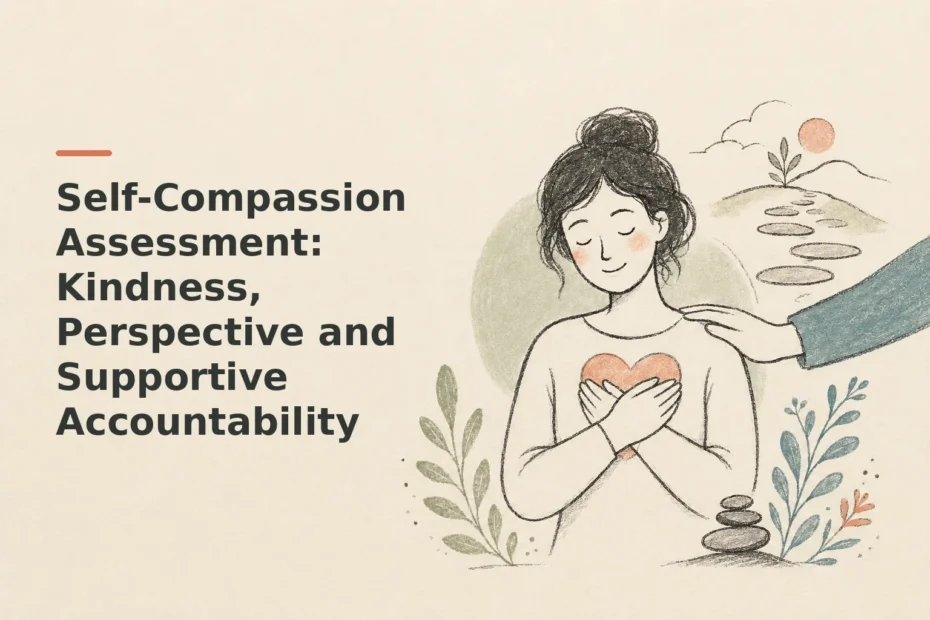 Minimalist doodle for Self-Compassion Assessment: Kindness, Perspective and Supportive Accountability