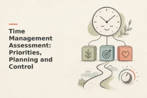 Minimalist doodle for Time Management Assessment: Priorities, Planning and Control