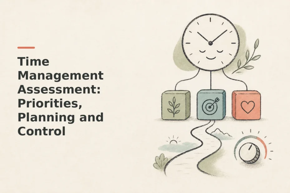 Minimalist doodle for Time Management Assessment: Priorities, Planning and Control