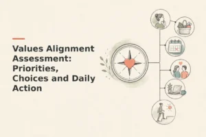 Minimalist doodle for Values Alignment Assessment: Priorities, Choices and Daily Action