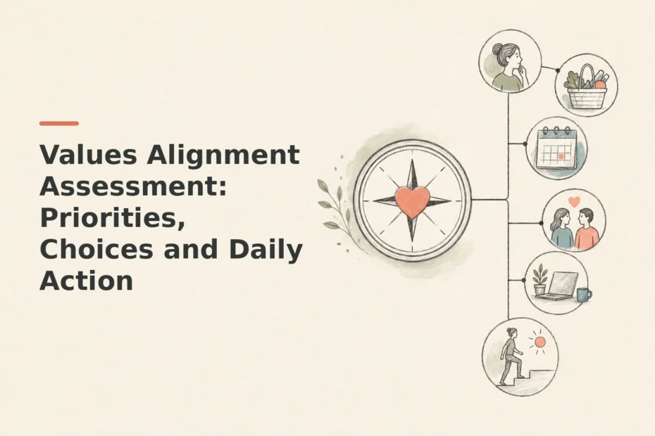 Minimalist doodle for Values Alignment Assessment: Priorities, Choices and Daily Action